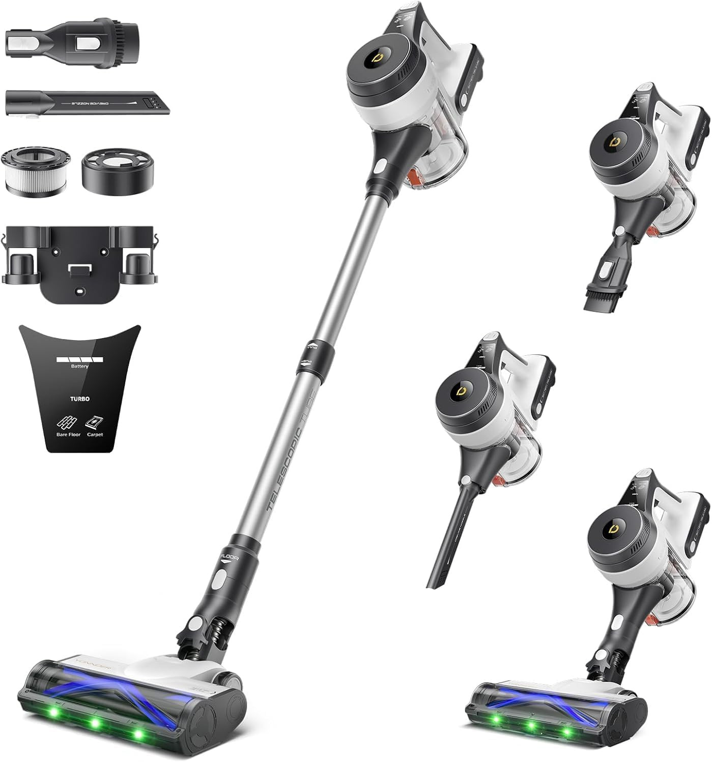 Powerful Cordless Vacuum Cleaner, 70Mins Runtime, Anti-Tangle for Home & Car
