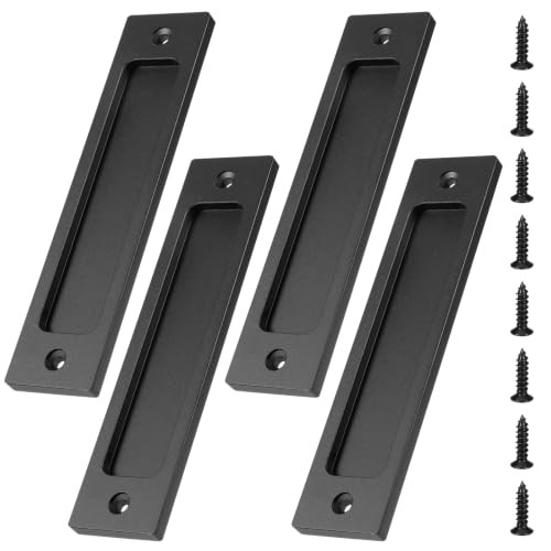 4 Packs Sliding Barn Door Closet Handles Pulls, Rectangular, 6Inch | Recessed