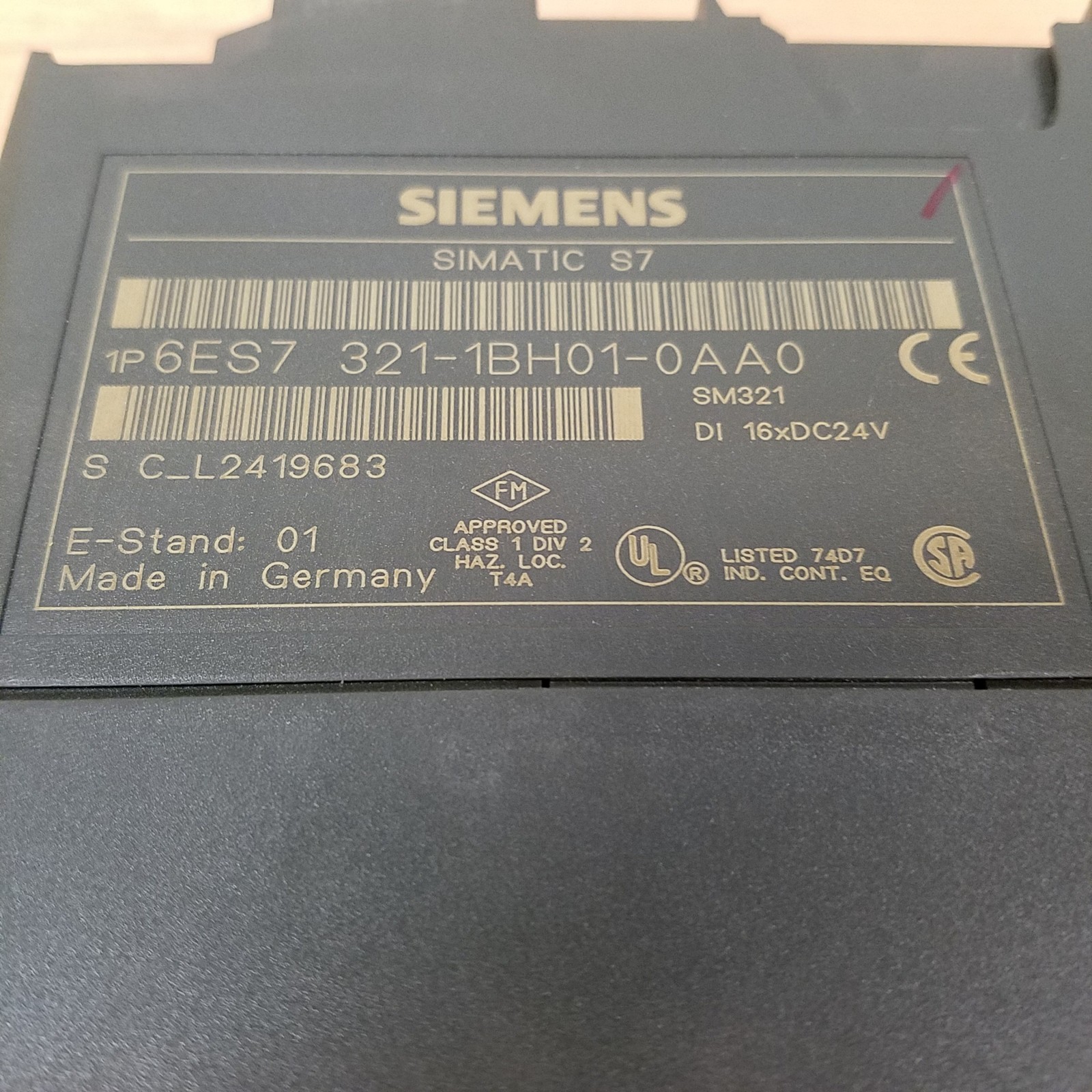 Siemens 6ES7 321-1BH01-0AA0 Simatic S7 Digital Input Module, 16 PT, 24 VDC