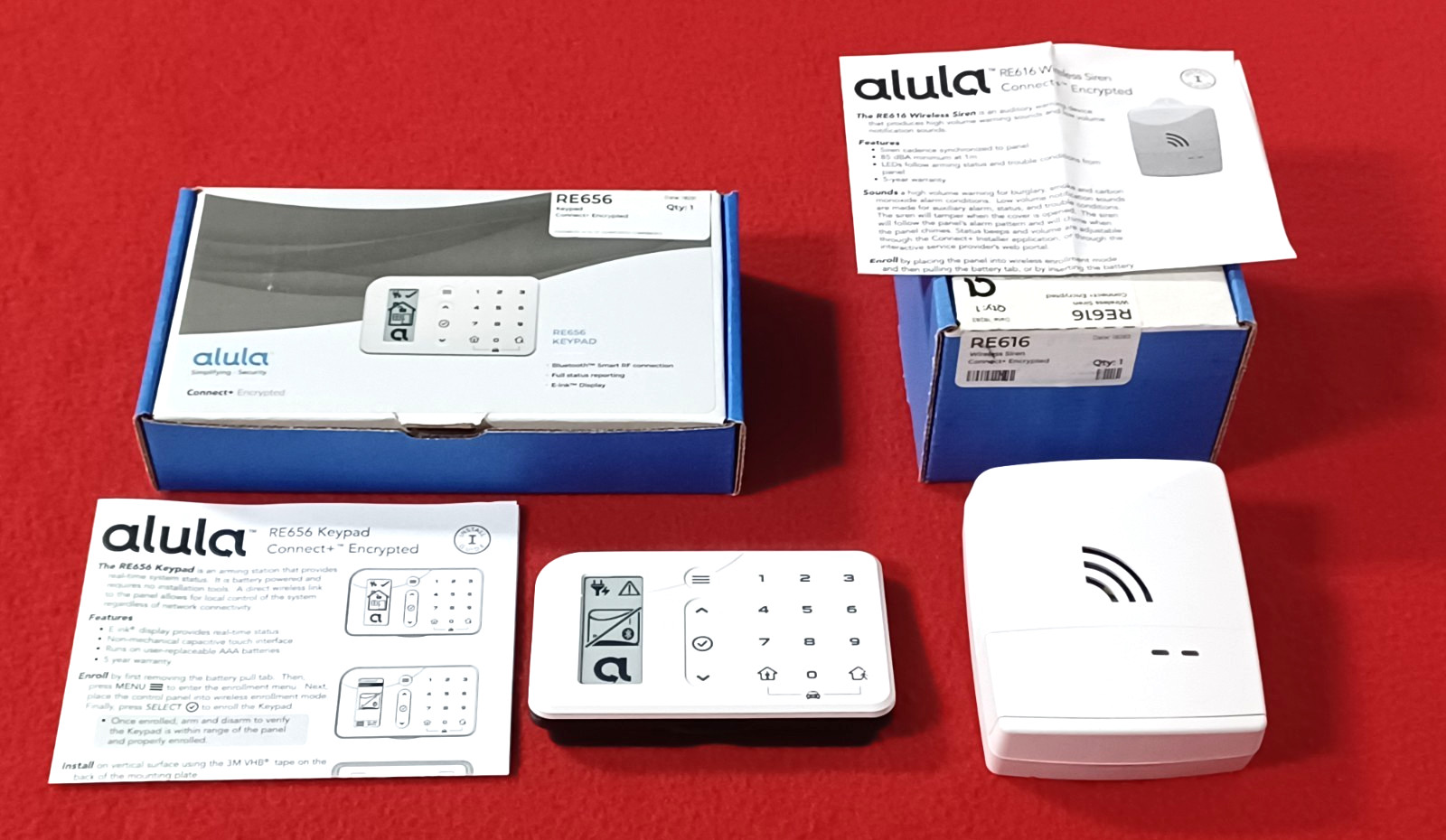 Alula Connect Wireless Siren RE616 & RE656 Keypad Brand New with Boxes