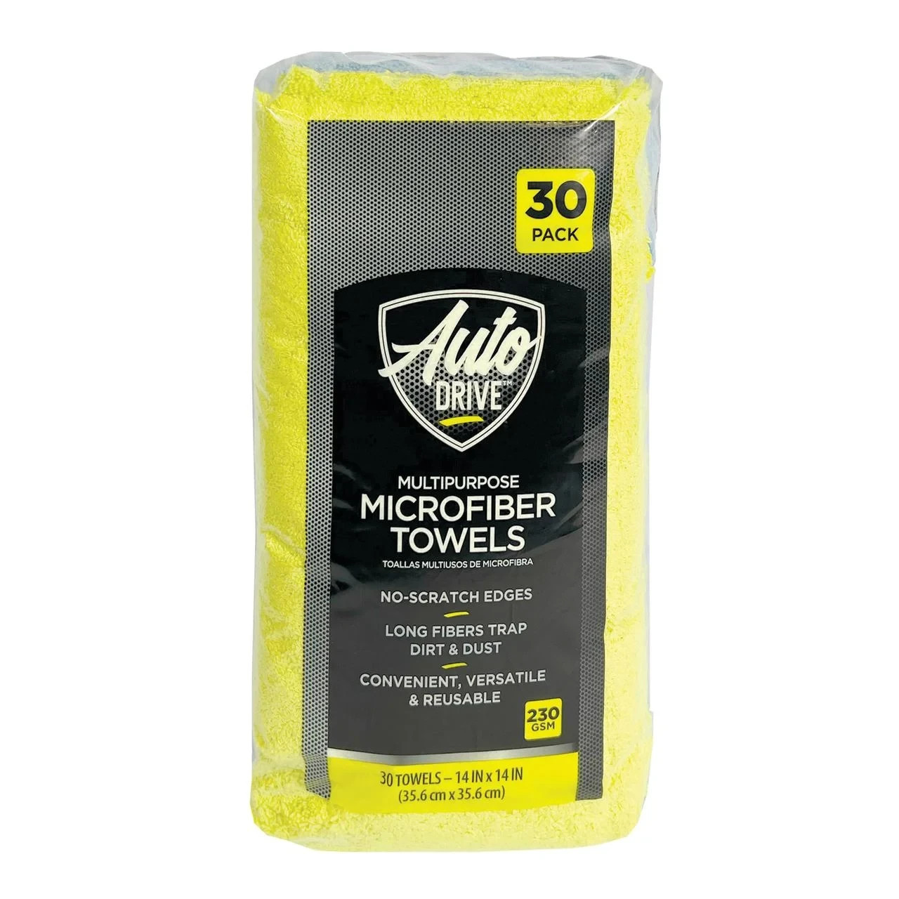 (4 pack) Auto Drive 14" x 14" Multipurpose Microfiber Towels, Multicolor, 30 Pcs