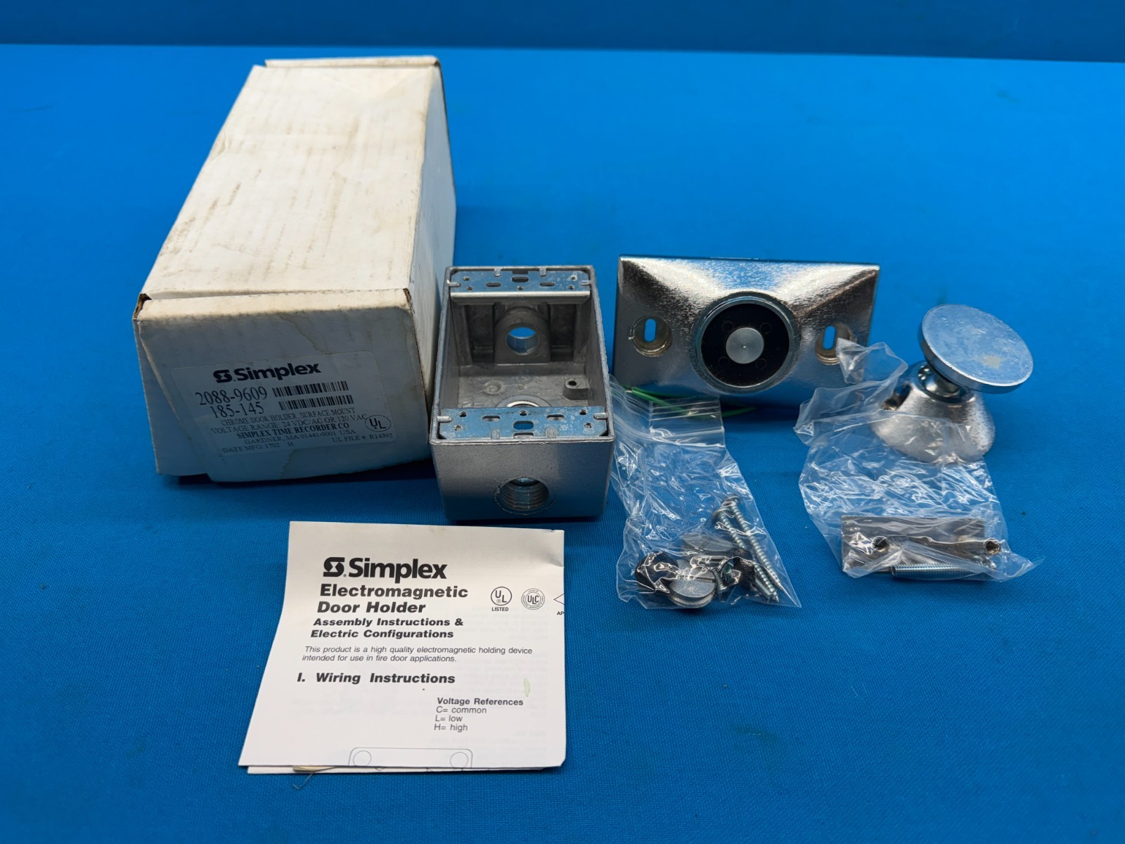 Simplex 2088-9609 Chrome 24VDC Surface Mount Door Holder 185-145