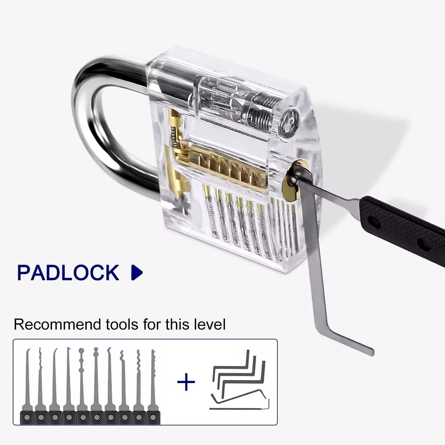 Clear Practice Padlock — Transparent Cutaway Training Lock