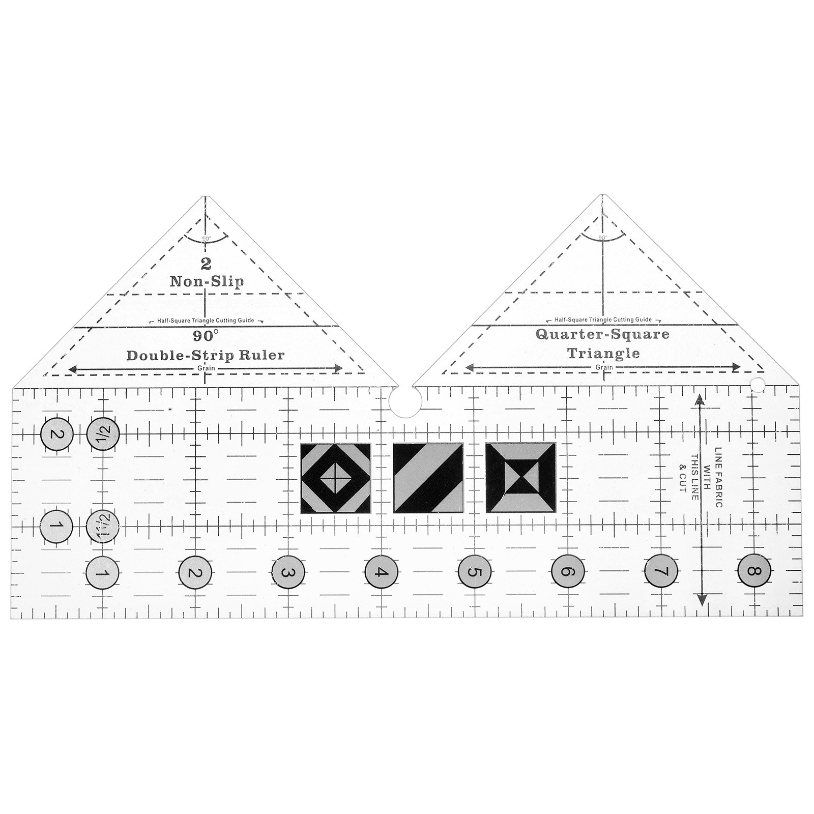 90 Degree Double Strip Quilting Template Ruler for Sewing, 10 Inch