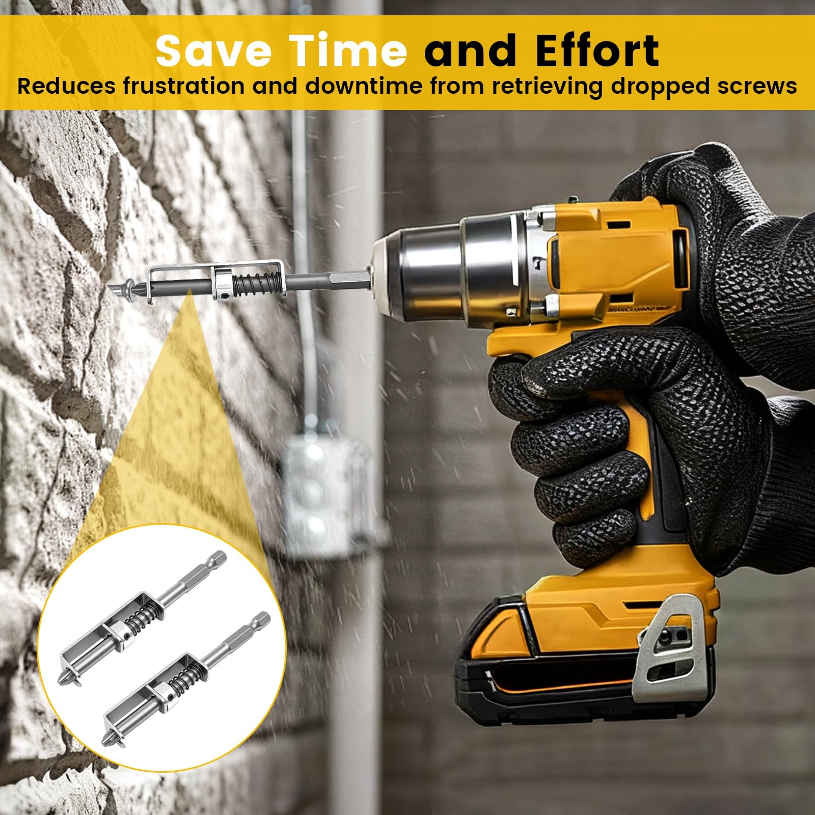 2 Pcs Spring-loaded Screw Holder Bit, Universal Screwdriver Bit with Screw Gr