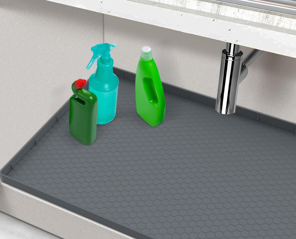 Under Sink Mat - Waterproof Kitchen Cabinet Tray - 34 x 22 Flexible Silicone New