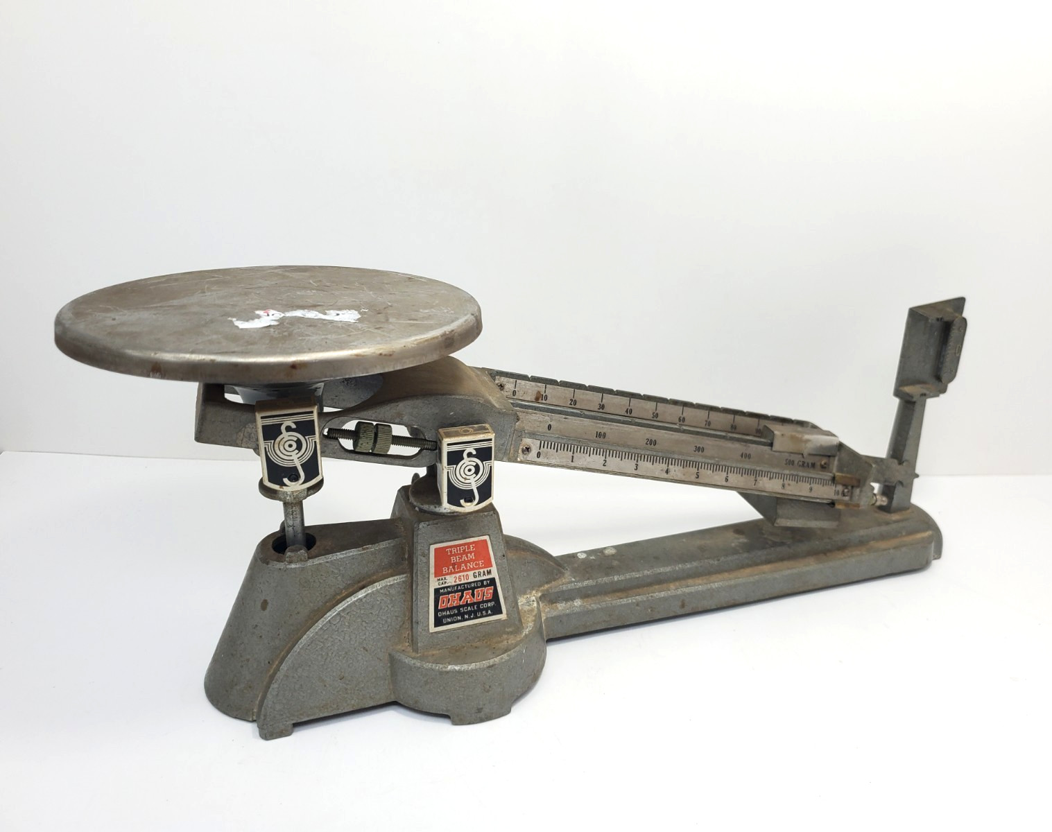 Vintage Ohaus Stainless Triple Beam Balance Scale 2610 Gram Made In USA