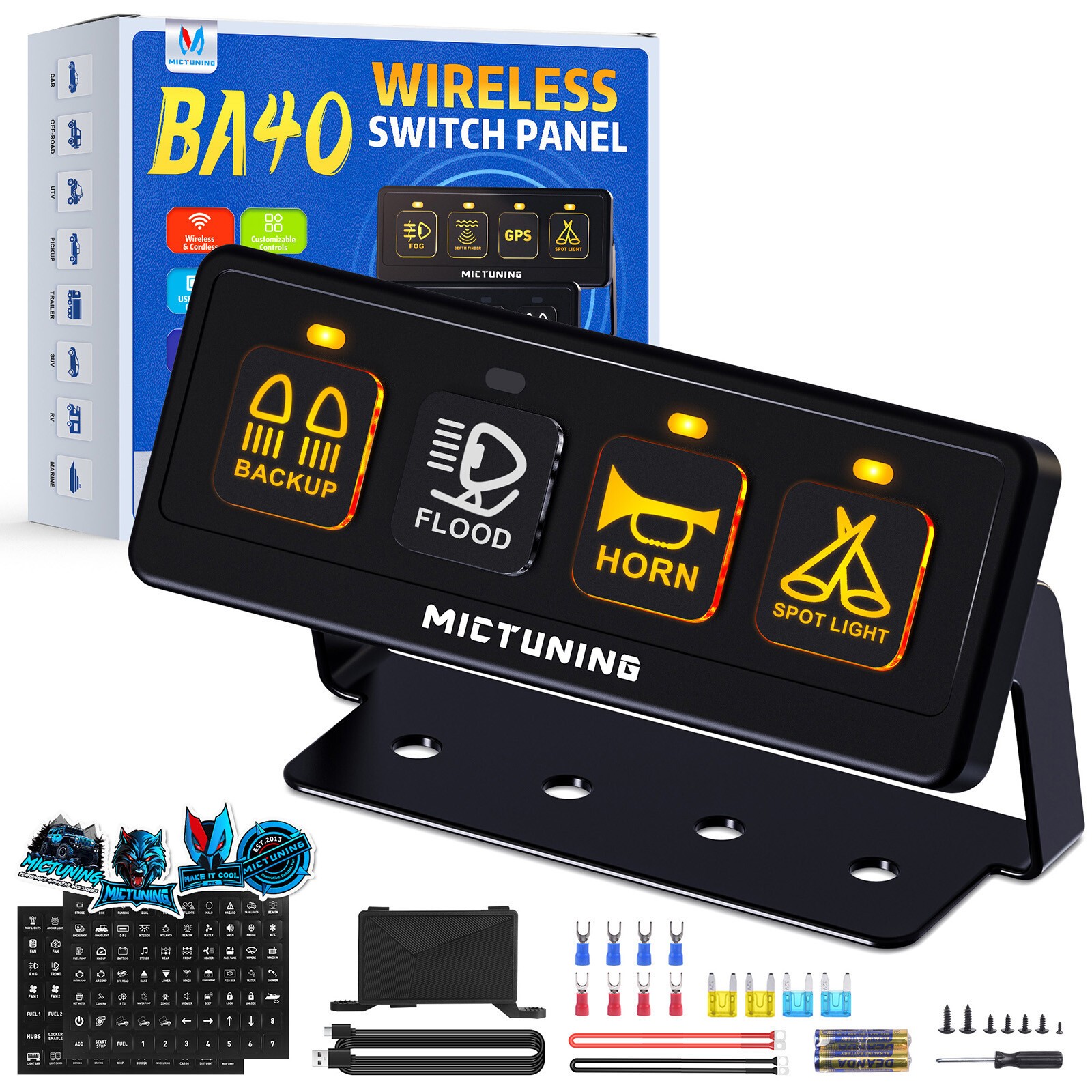 MICTUNING Wireless Switch Panel 12v LED Circuit Relay System Truck Marine Boat