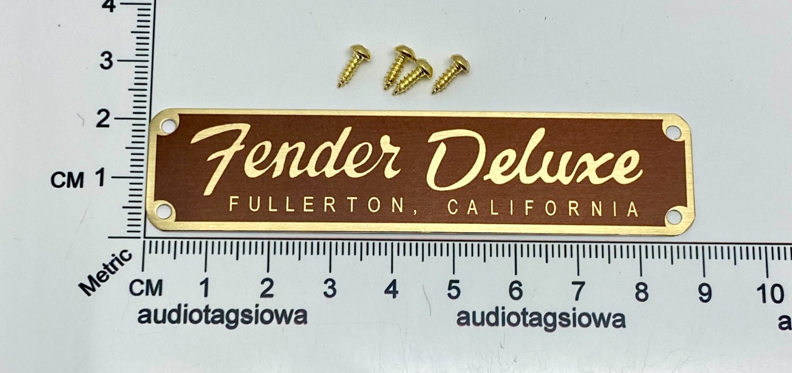 Fender Deluxe Fullerton Logo Case Badge Custom Made Aluminum with Screws