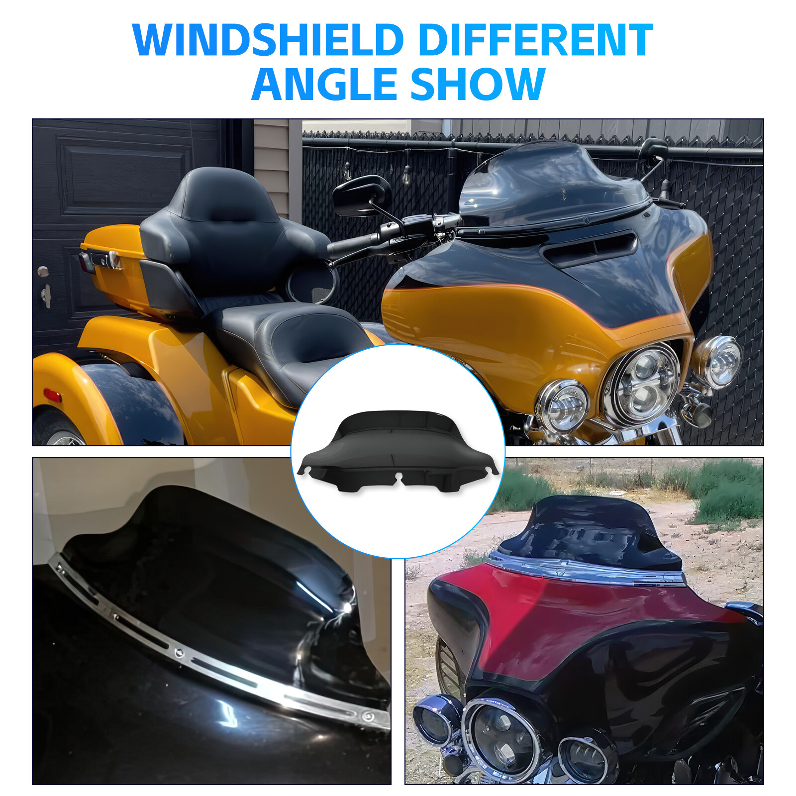 For Harley Electra Tour Glide Ultra Classic Black 8" Wave Windshield Windscreen