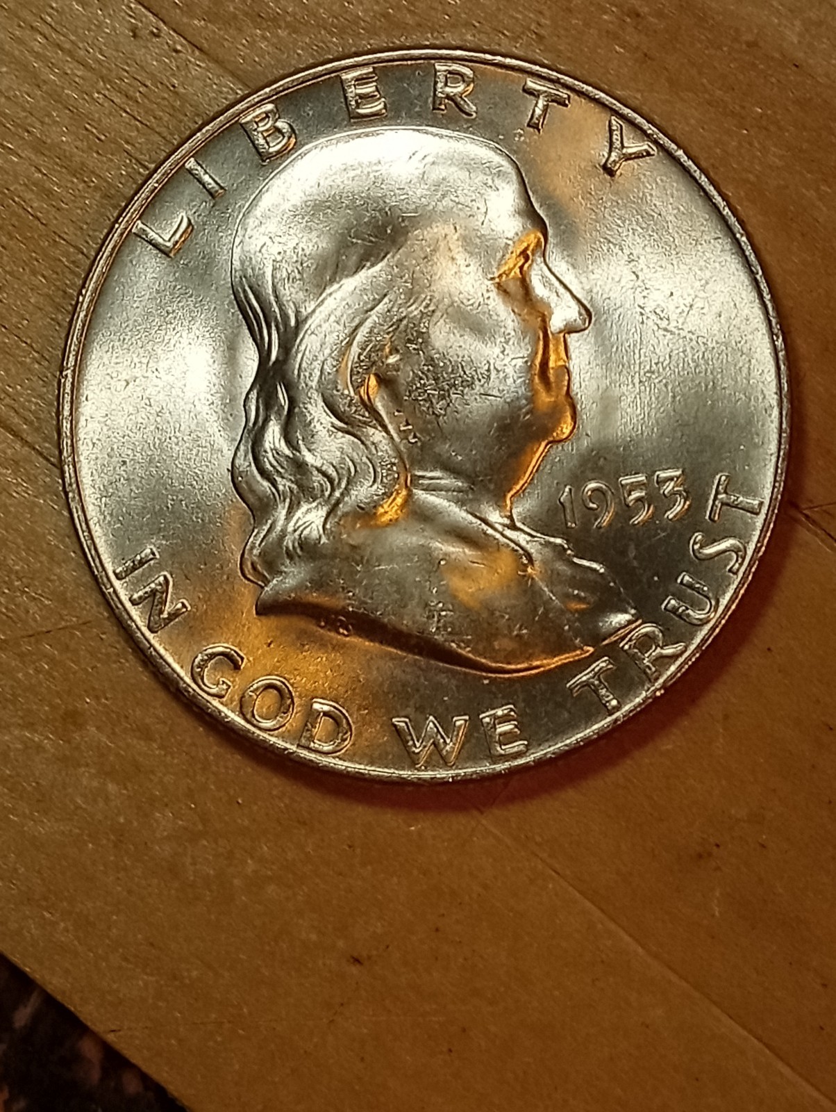 1953 D Franklin half Dollar FBL/MS/BU.