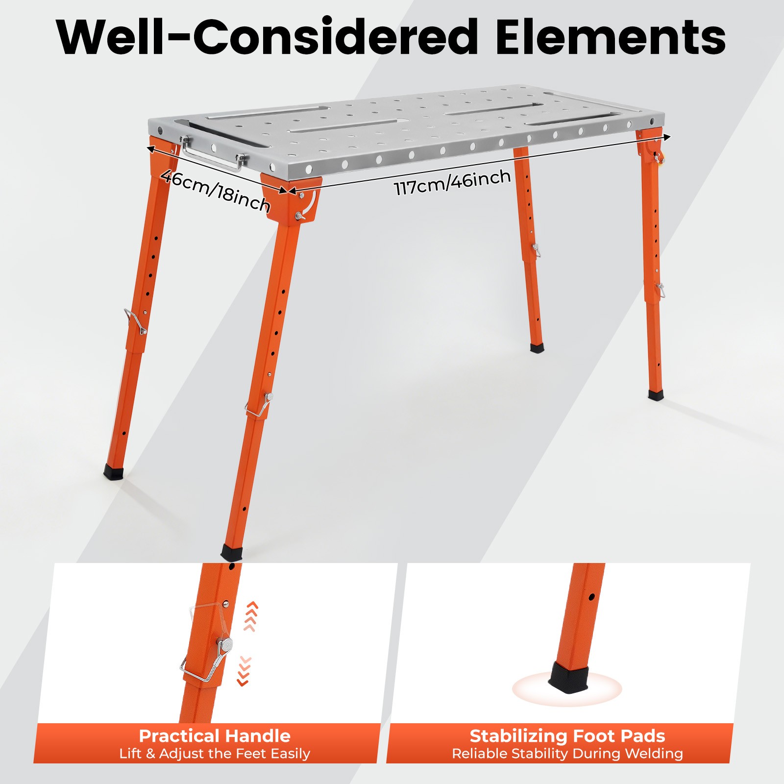 Steel Portable Welding Table Welding Workbench Table Folding Work Bench Silver