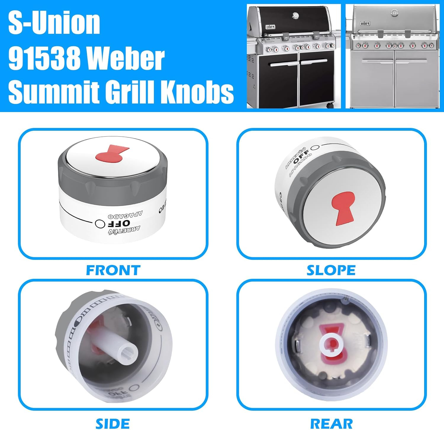 Replacement Grill Knobs for Weber Summit 2012+ Models, 2-Pack