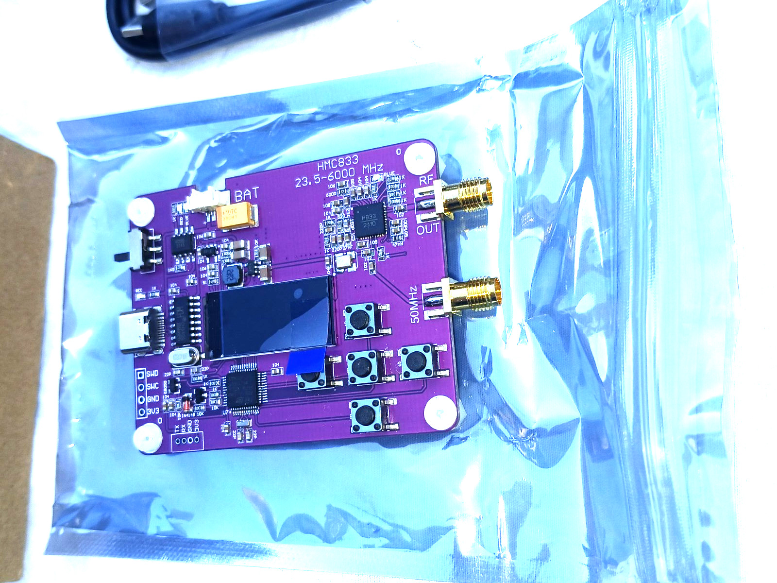 HMC833 RF Signal Generator Source 23.5-6000MHz Sweep Frequency Module USB OLED