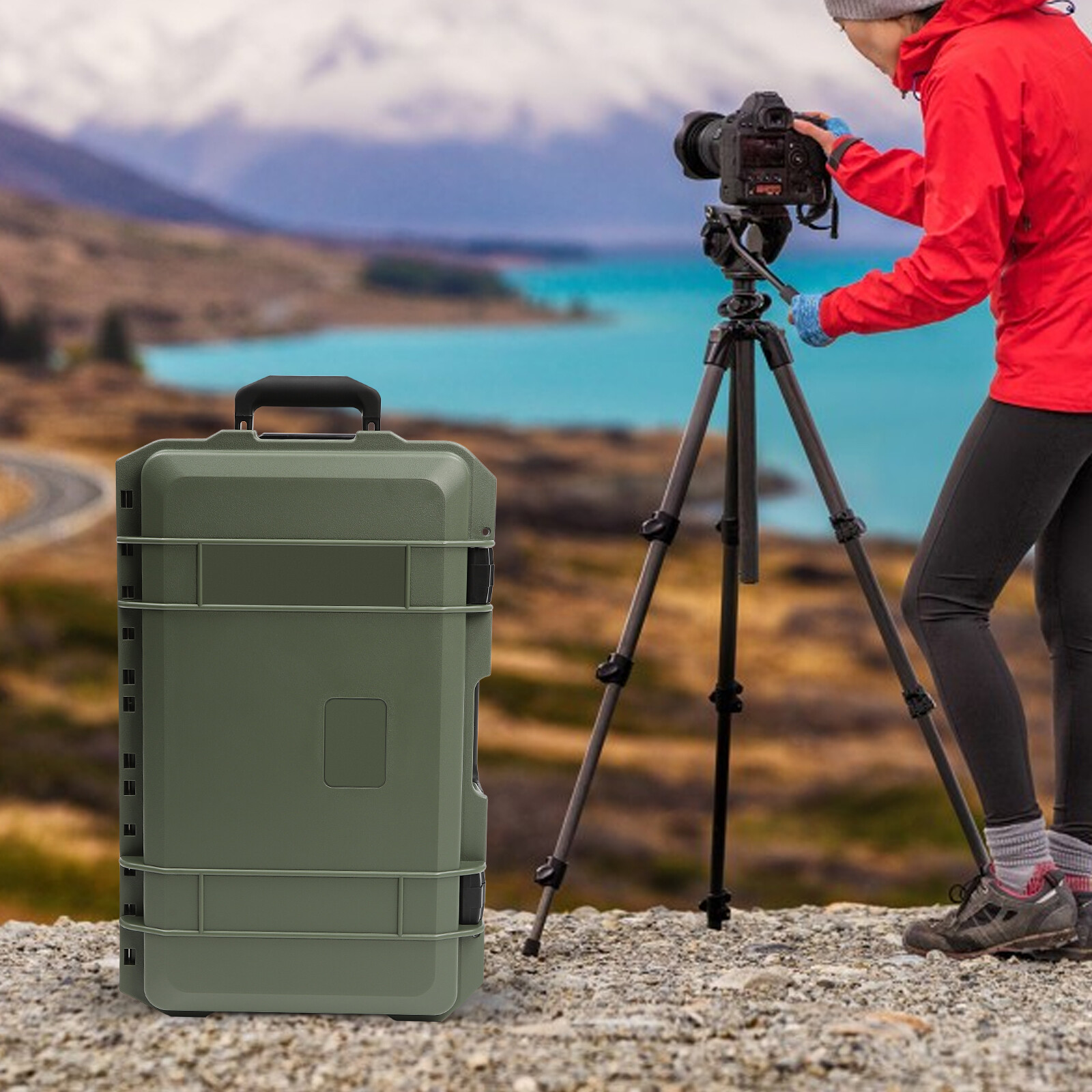22Inch Camera Hard Case Protective Roller Camera Carrying Case Waterproof