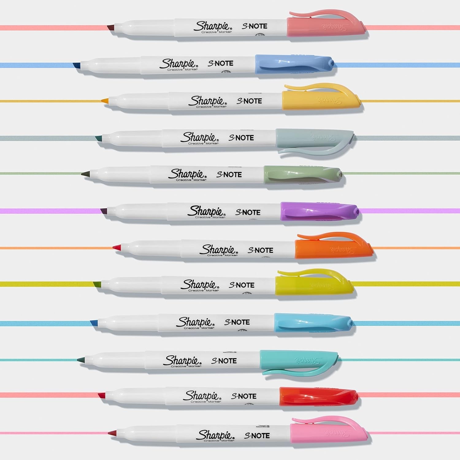 S-Note 24 Count Creative Markers & Pastel Highlighters - Chisel Tip Assortment