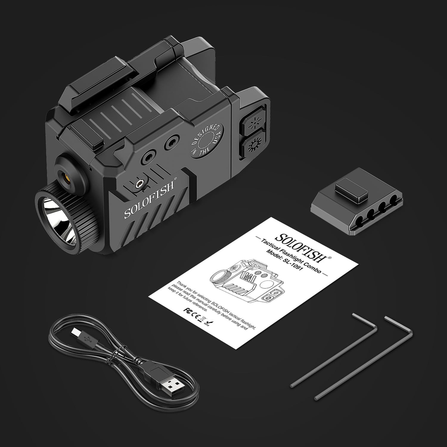 800 Lumens Pistol Light Laser Combo | Strobe Function For Green Laser And