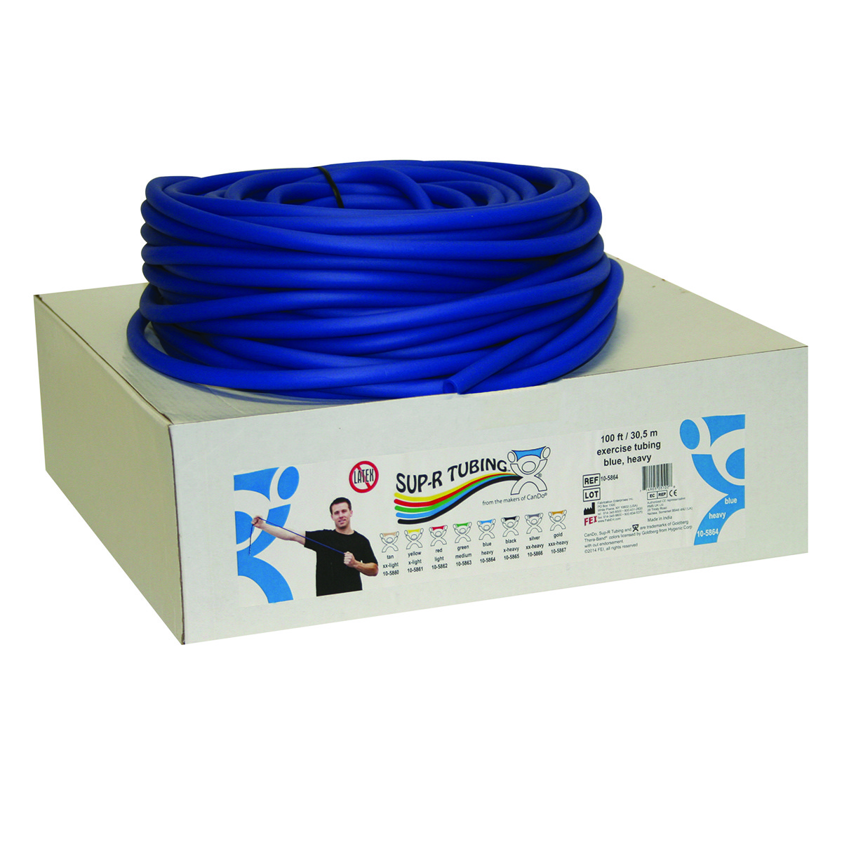 Sup-R Tubing - Latex Free Exercise Tubing - 100' Dispenser Roll - Blue - Heavy