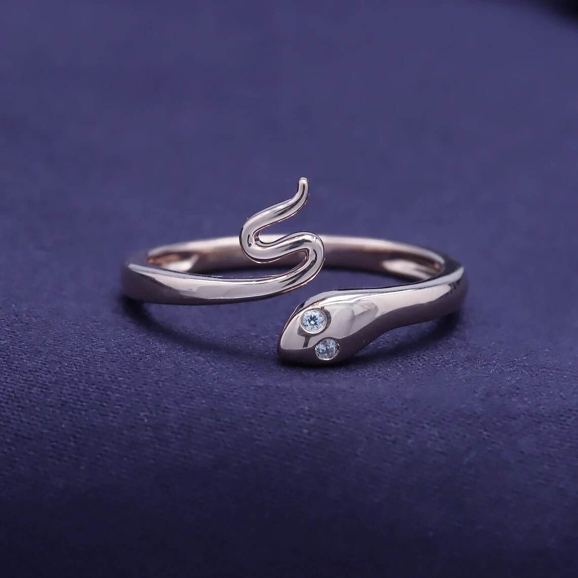 0.02 CT Round Cut Lab Created Diamond Unique Snake Toe Ring 14K White Gold