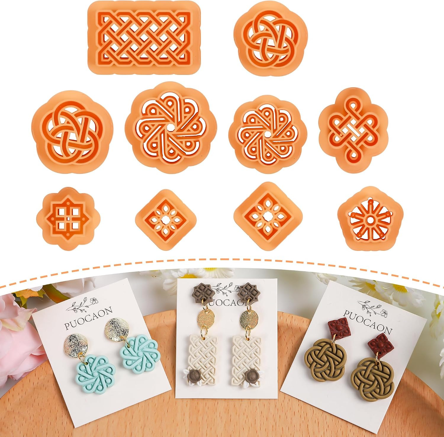 Knot Polymer Clay Cutters - 10 Pcs Weave Knot & Rattan Earrings Cutters