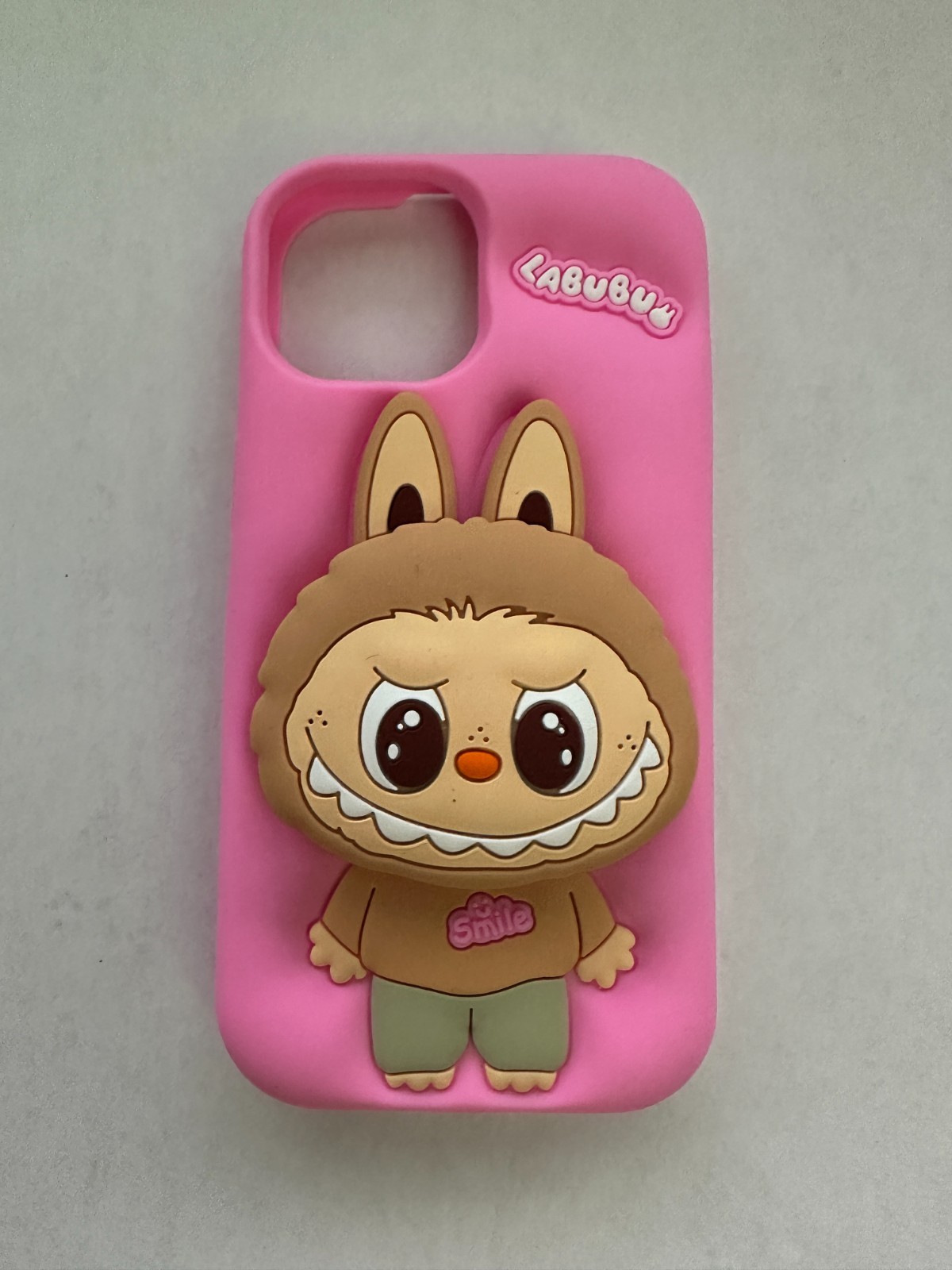 3D Cartoon LaBuBu Monsters Phone Case w/ Holder for iPhone 13 - Pink
