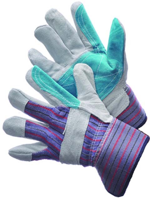2 Pairs Premium Double Palm Split Shoulder Leather Work Gloves - Size Large