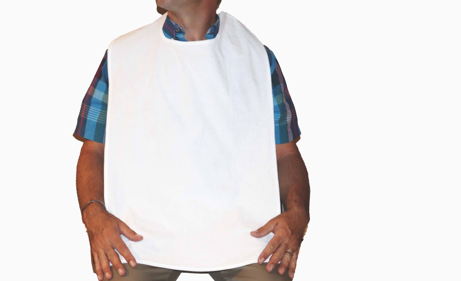 Adult Bib Shirt Protector 3 Pack White Waterproof Oversize 17.5"x 36"