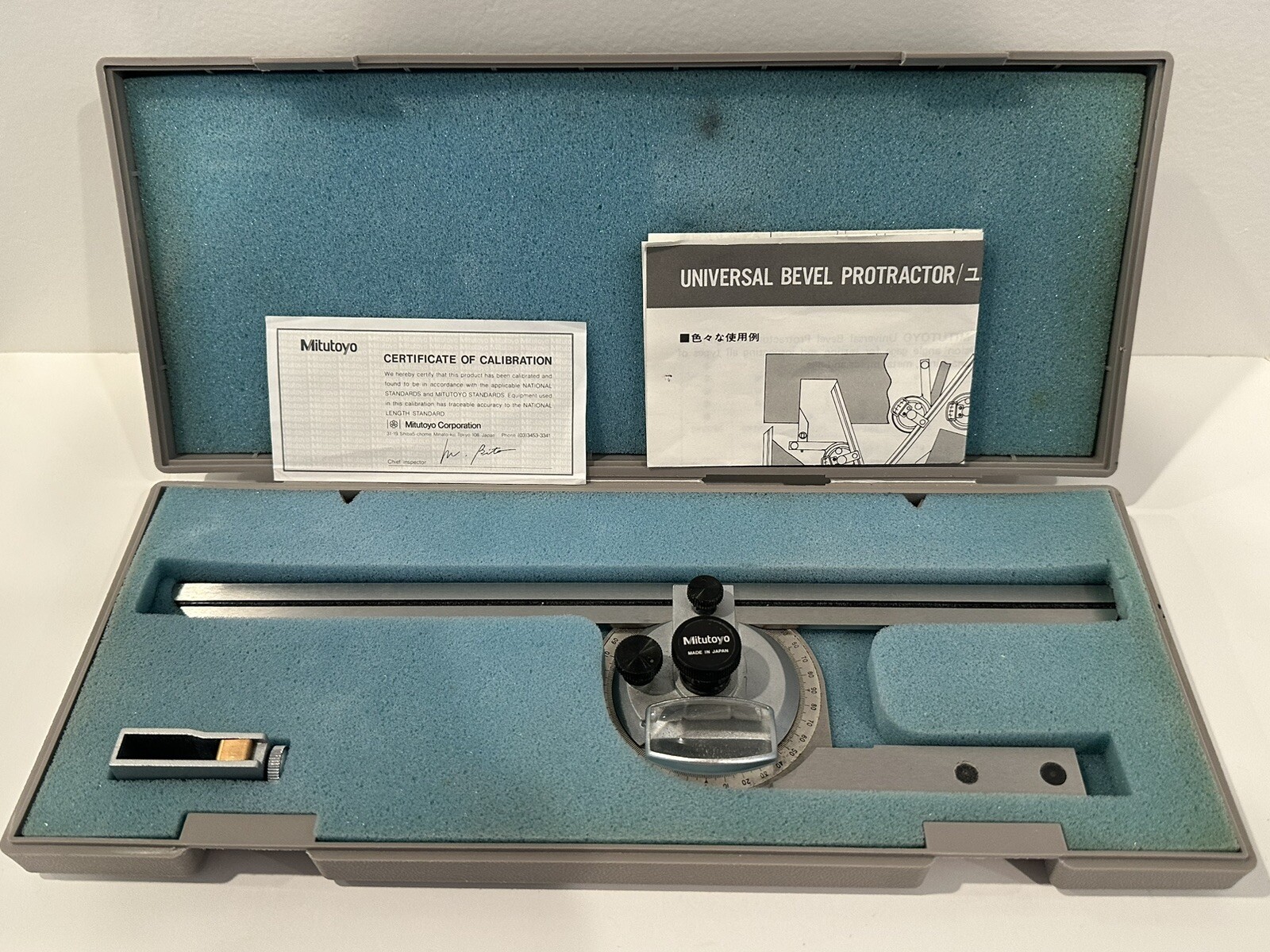 MITUTOYO Machinest Universal Bevel Protractor Set 187-906 Made In Japan 12”