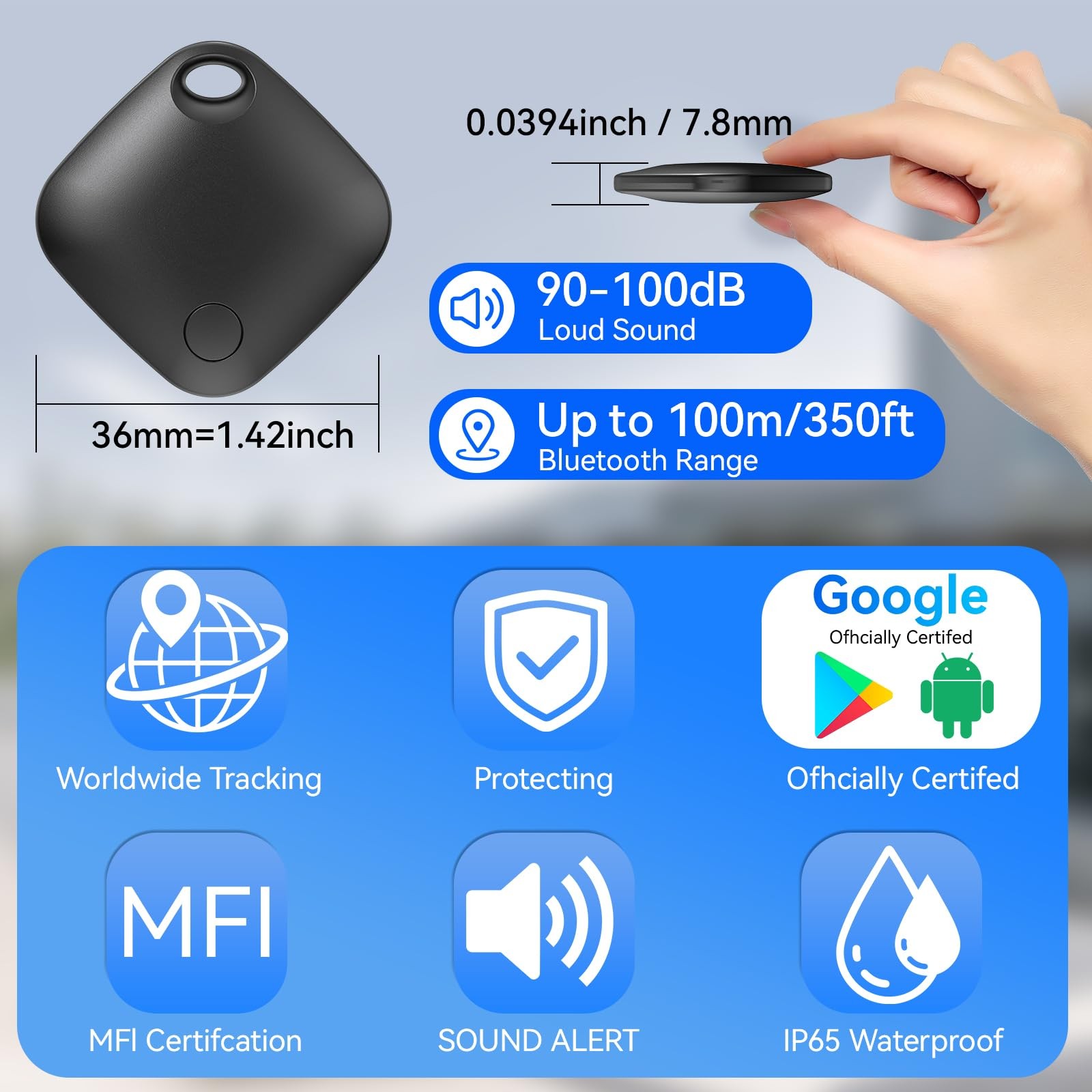 2 Pack Android,Luggage Tracker Tags for Android Works with Google Find Hub App