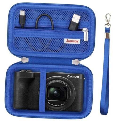 Hard Carrying Case for Canon PowerShot V1 Digital Camera, Storage Holder Blue