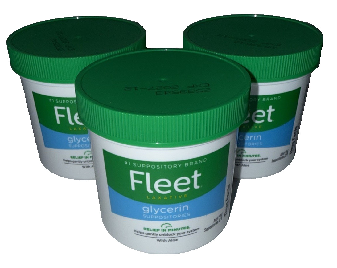 3 Pack Fleet Laxative Glycerin Suppositories Gentle Relief Adult 24 Count