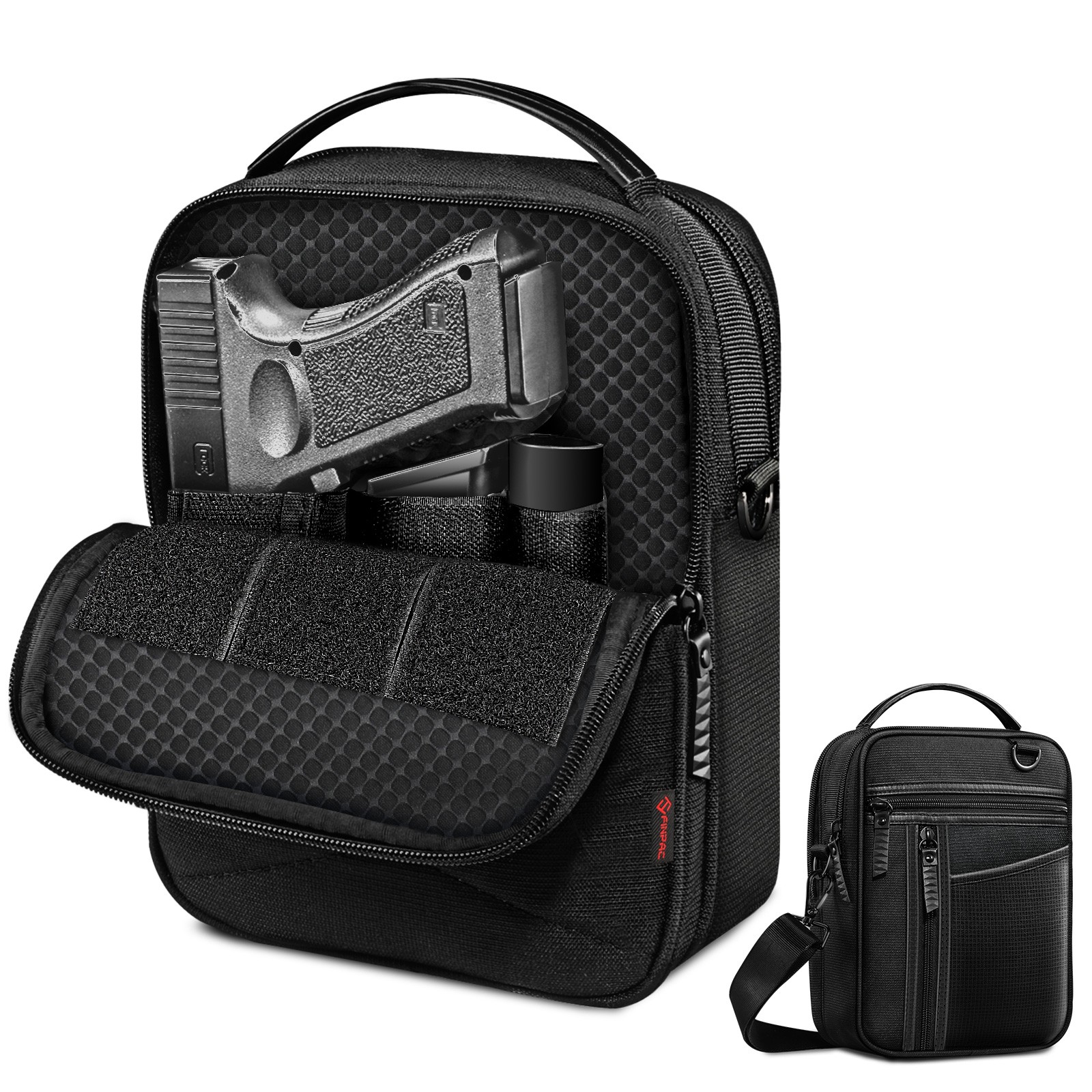 Pistol Carry Case Gun Shoulder Bag, Tactical Handgun Holster Duffle Padded Pouch