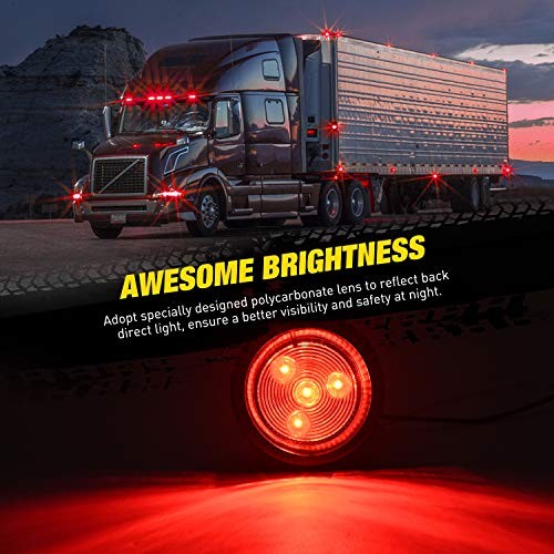 5PCS Red Round Trailer LED Marker Clearance Light 4 LED Flush Red 5Pcs 4LED