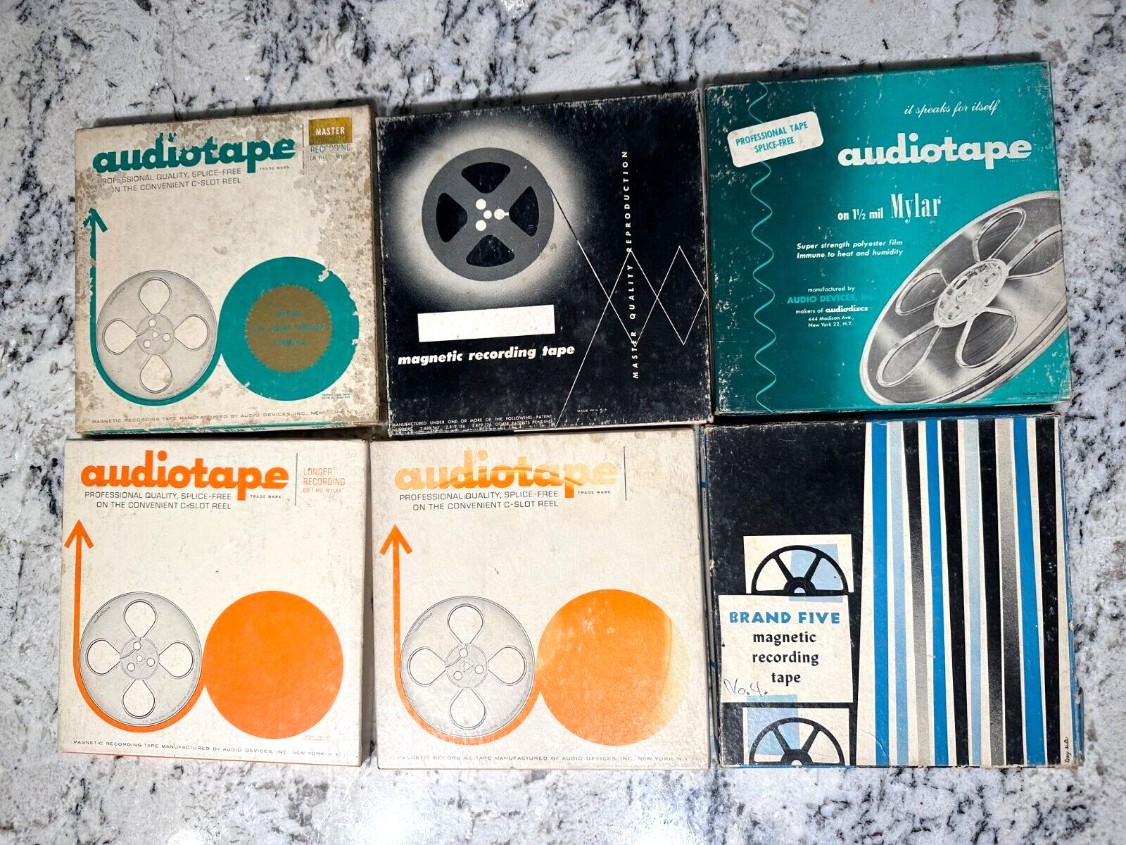 VINTAGE Lot of 6 7” Reel to Reel Recording Tapes Various Brands Used UNTESTED