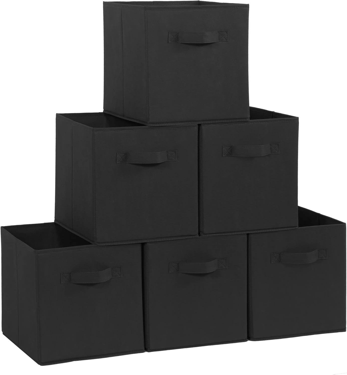 6 Pack Fabric Storage Cubes 11 Inch Foldable Closet Shelf Organizer Bins Black