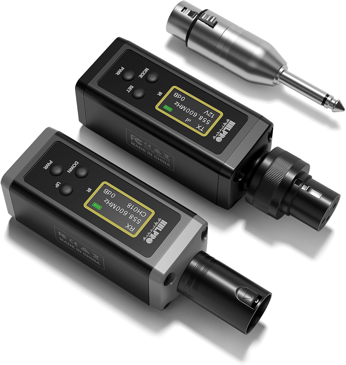 UHF Wireless XLR Transmitter and Receiver, 150 ft Range, Plug-on Wireless Mic...