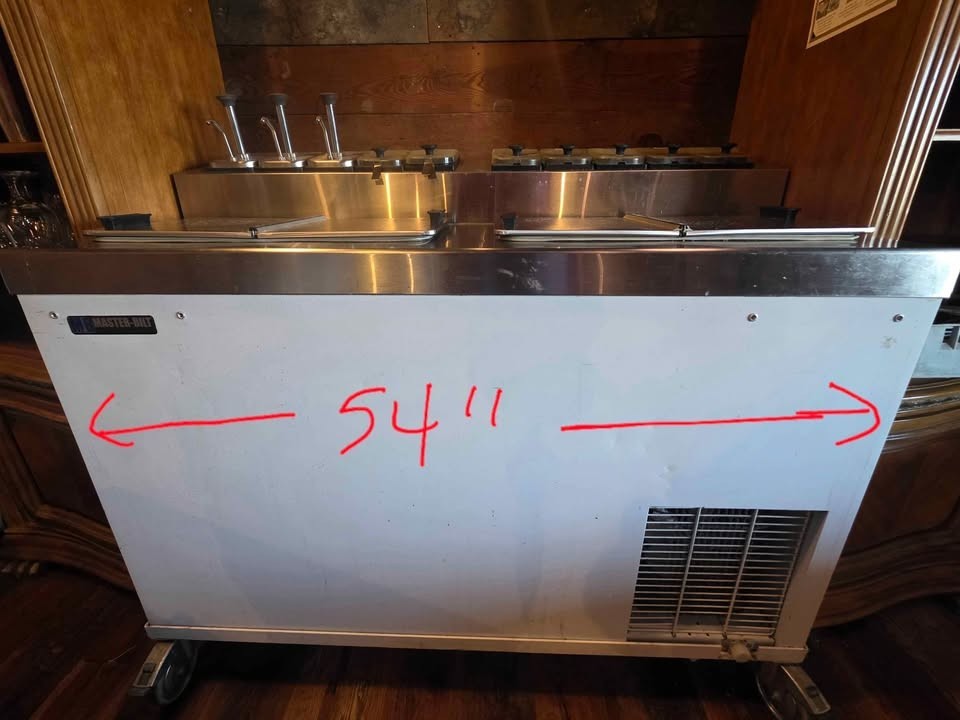 $7545 Master-Bilt FLR-80 54" Ice Cream Topping Unit w/ Freezer Base - On Wheels