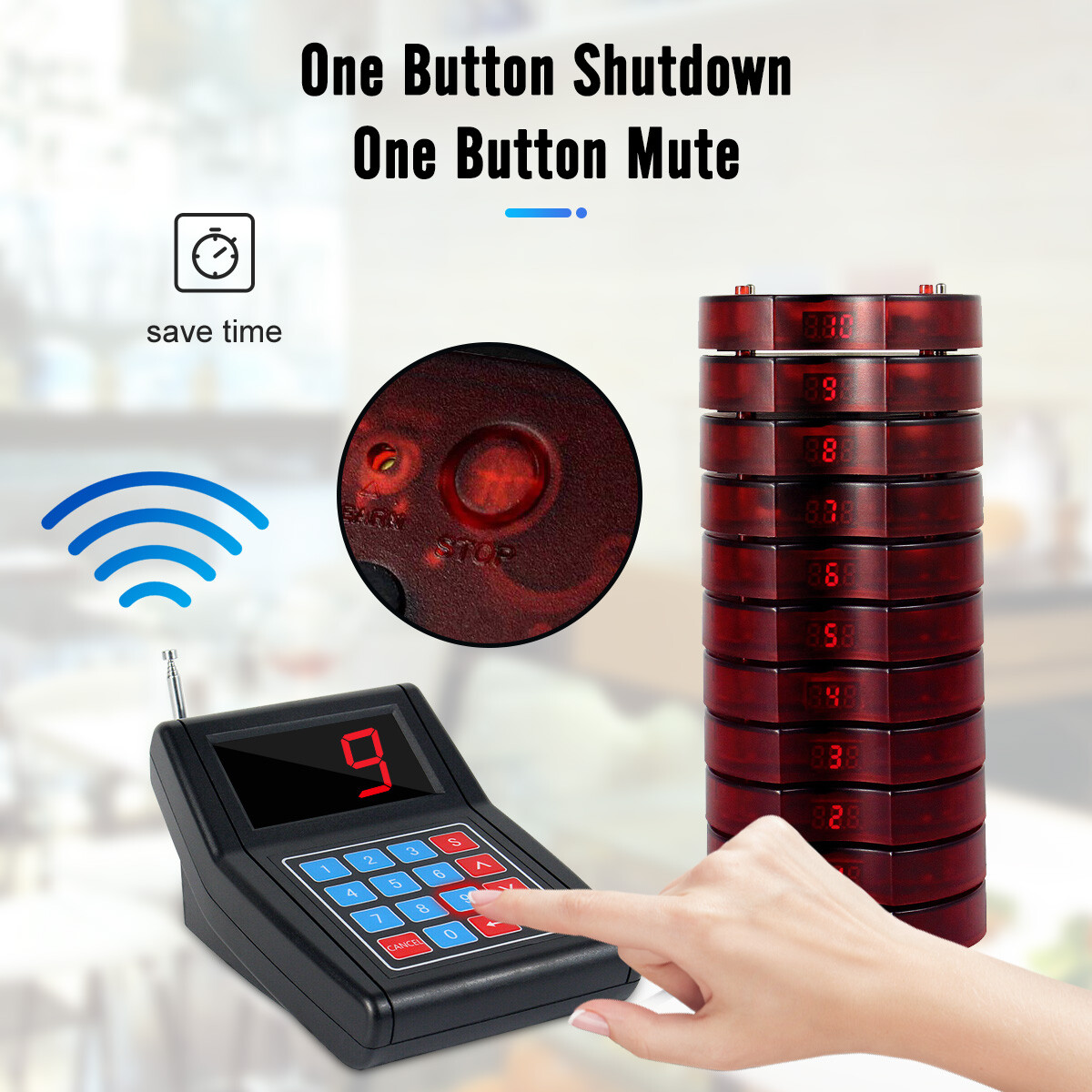 Retekess TD165 Pagers for Restaurants Wireless Pager System Queuing 10 Buzzers