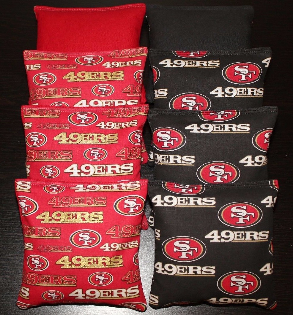 ALL WEATHER SAN FRANSISCO 49er Cornhole Bean Bags Resin Filled WATERPROOF