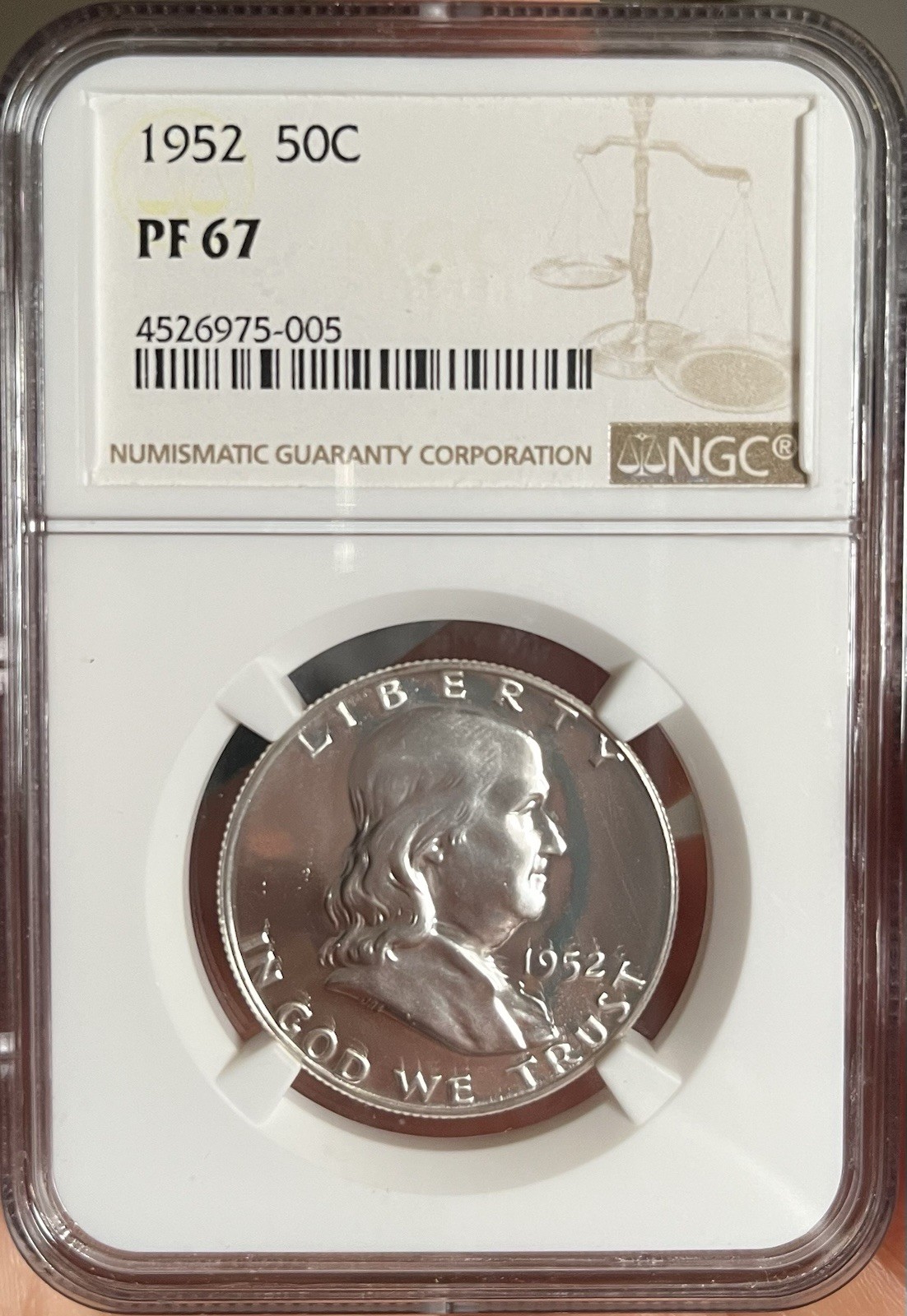 1952 NGC PF67 Franklin Half Dollar Proof Coin. Uncirculated 90% Silver! 🇺🇸🪙