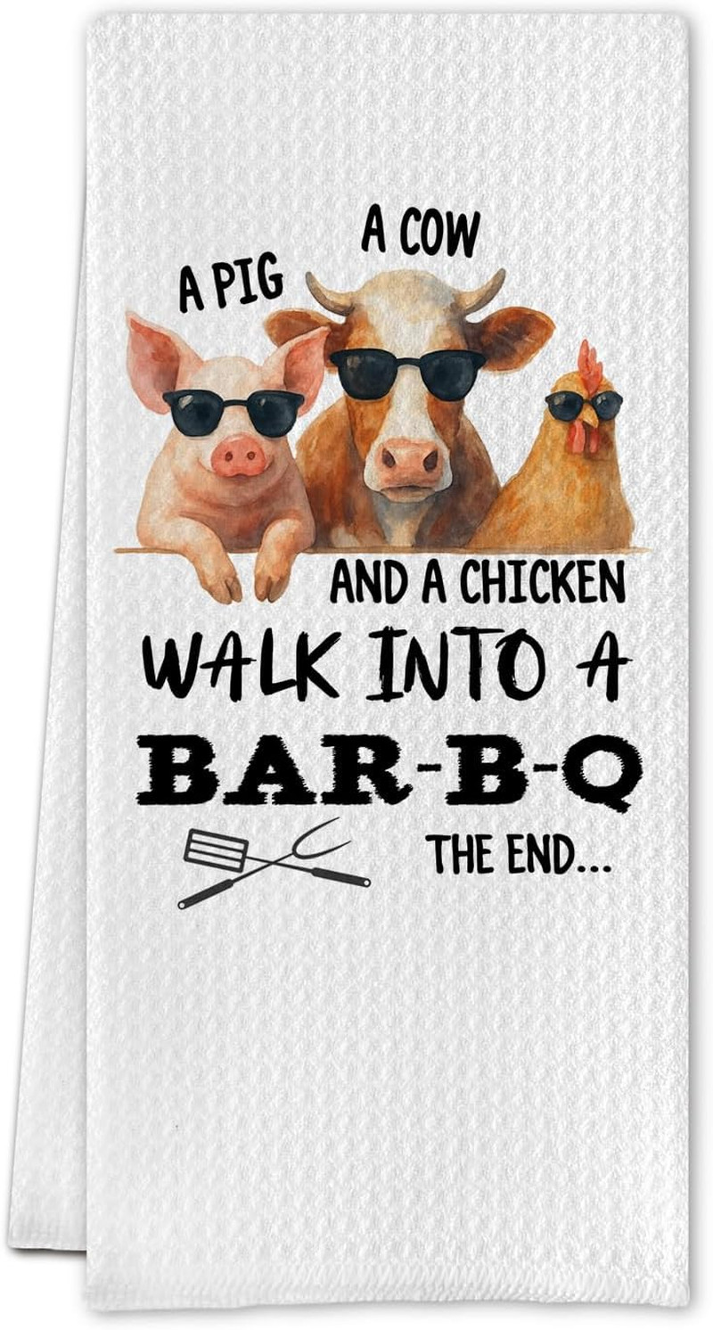 Funny Chicken Pig Cow Kitchen Towel,Chicken Pig Cow Decor for Kitchen Home,Sarca
