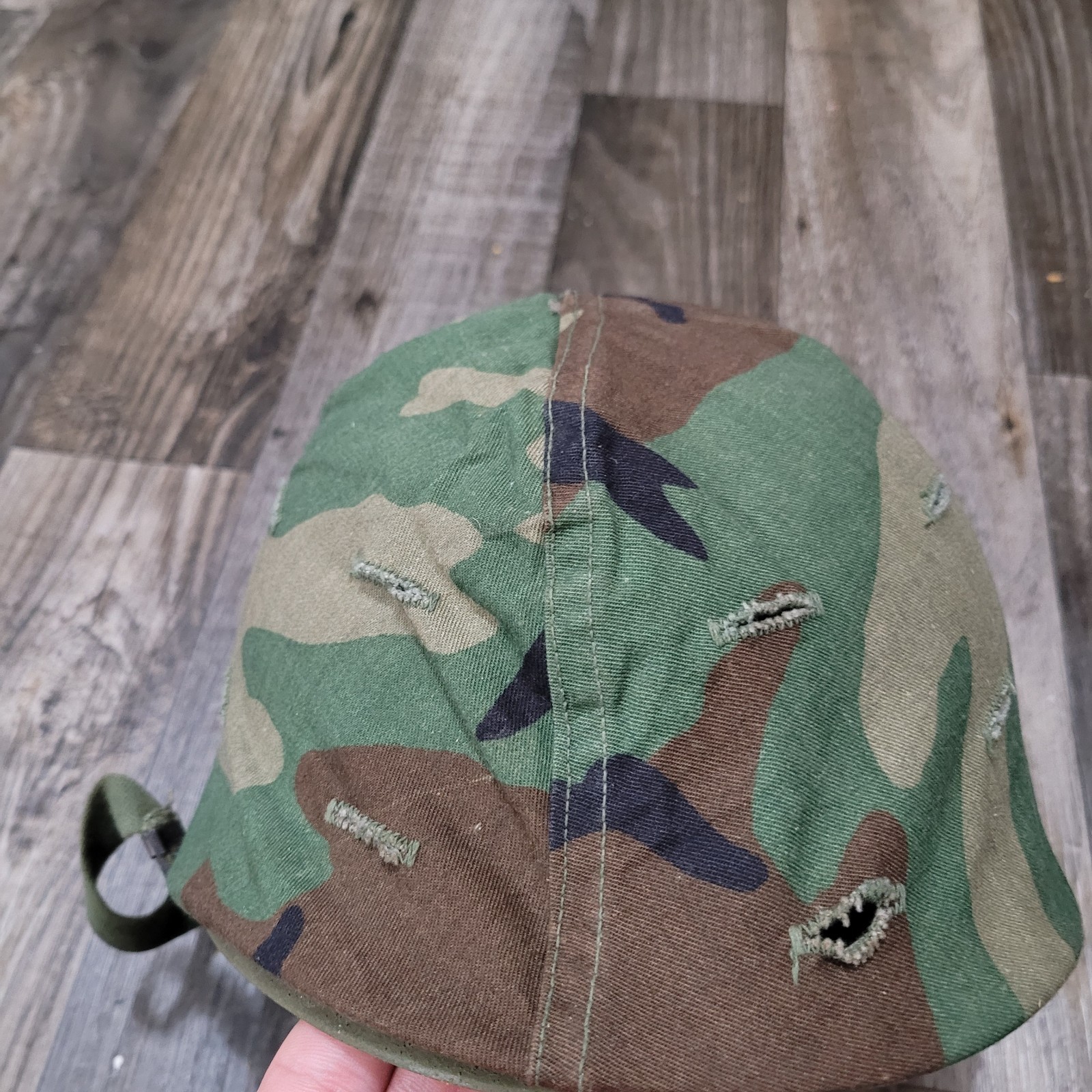 Military Issue 1980s M1 Helmet w/ Liner and Woodland Cover Ground Troops Type 1