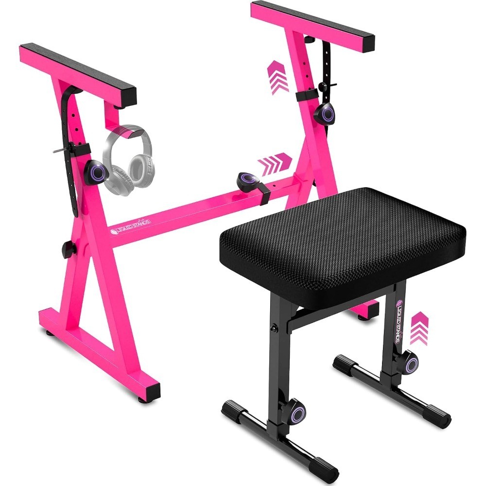 Keyboard Stand and Bench Set - Portable Heavy Duty Digital Piano Stand for