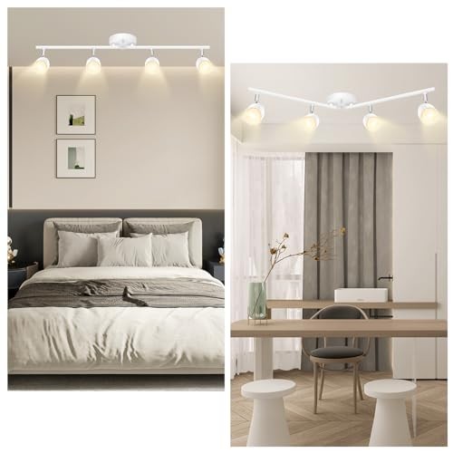 LED 4 Light Track Lighting Kit,4 Way Modern Ceiling Lighting, White-4 Heads