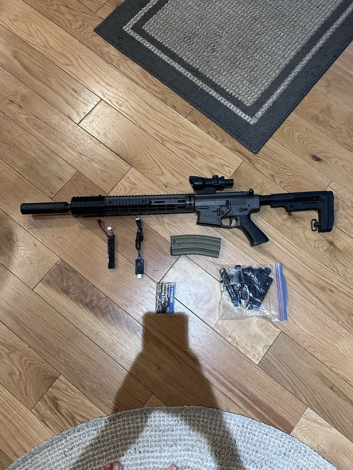 EMG x Falkor Blitz Compact M4 Airsoft AEG Rifle, M-LOK upgraded battery 11.1v
