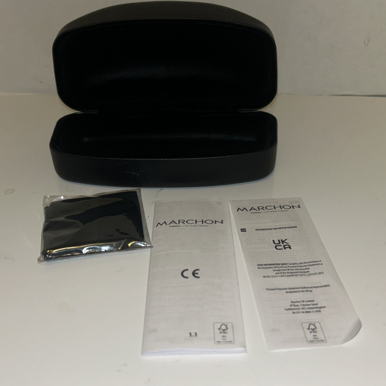 Salvatore Ferragamo Hard Saffiano Clamshell Sunglass Case w/Cleaning Cloth