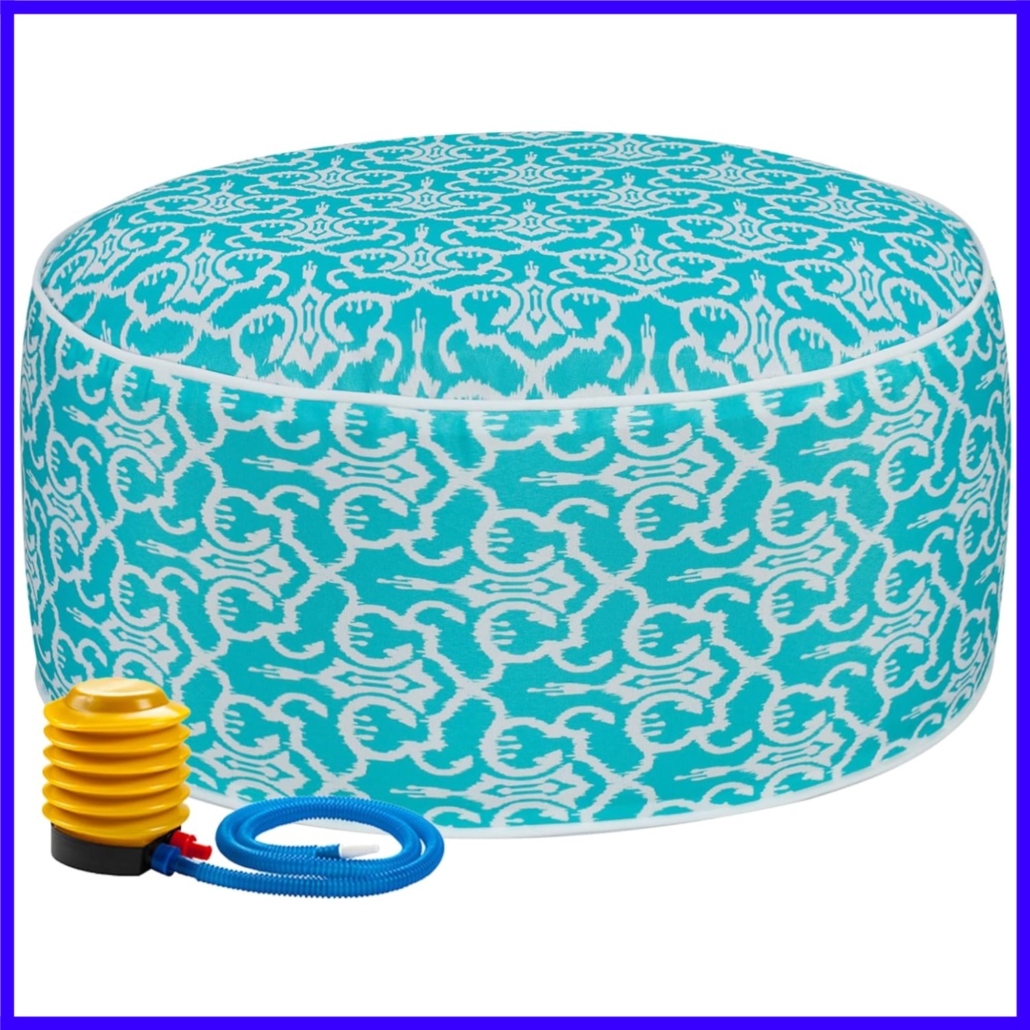 Inflatable Outdoor Ottoman with Air Pump,20"x9" Portable Patio Pouf,Water Res...