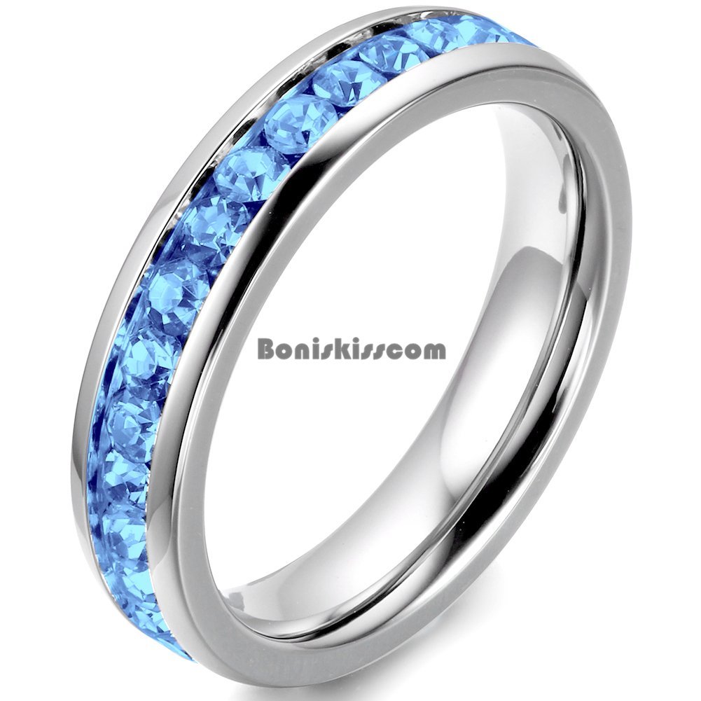 Stainless Steel Eternity Cubic Zirconia Cz Love Wedding Engagement Promise Ring