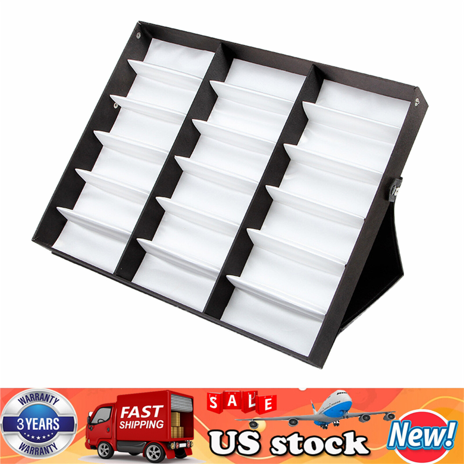 18 Slots Eyeglasses Storage Box Sunglasses Organizer Display Case Glasses Holder