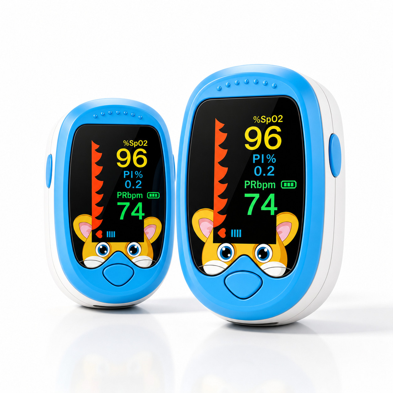 2 Pack Fingertip Pulse Oximeter HD Large Screen Fast SpO2 Reading for Kids Blue